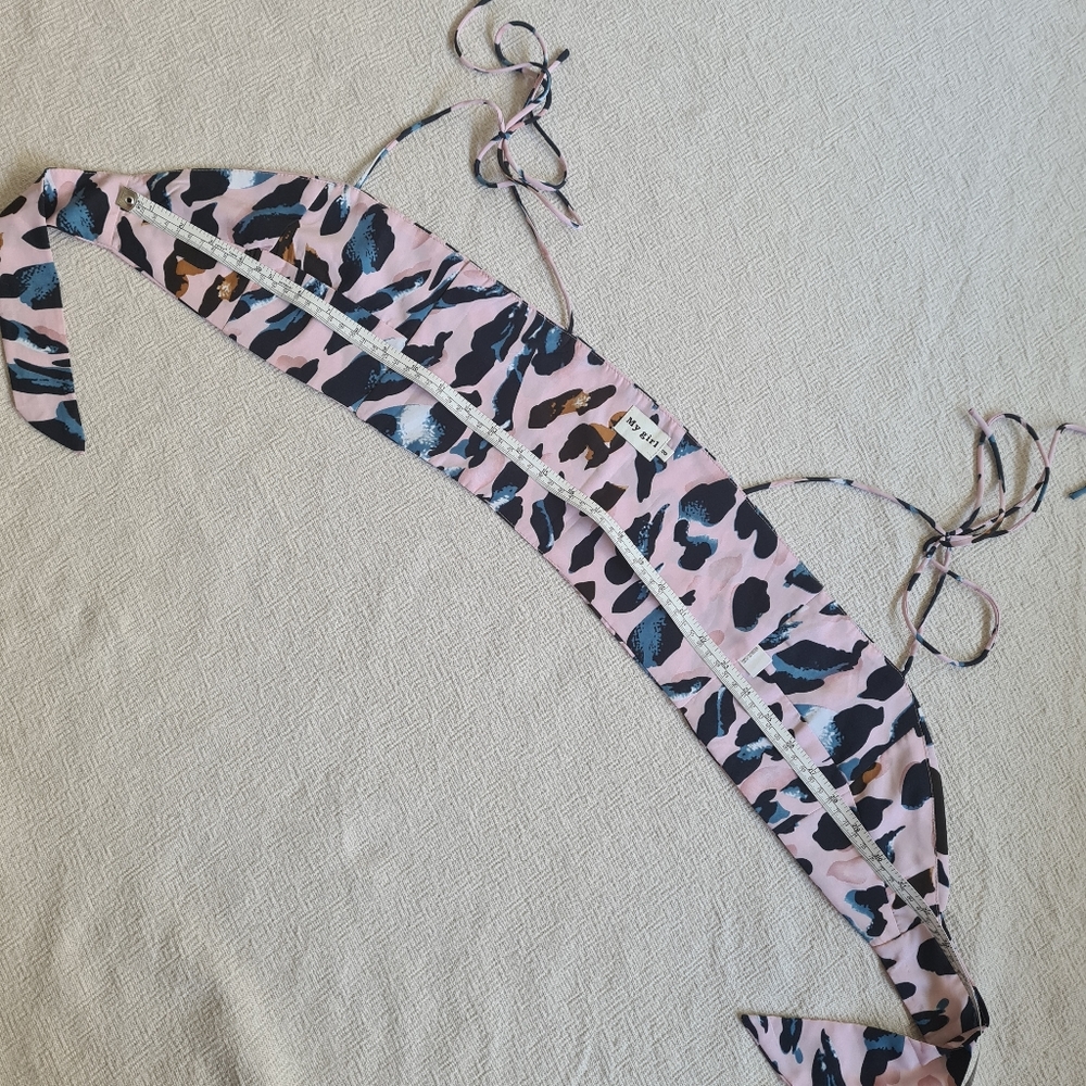 My Girl crop top in pink with leopard print, front tie, size 8 - Picture 6 of 6